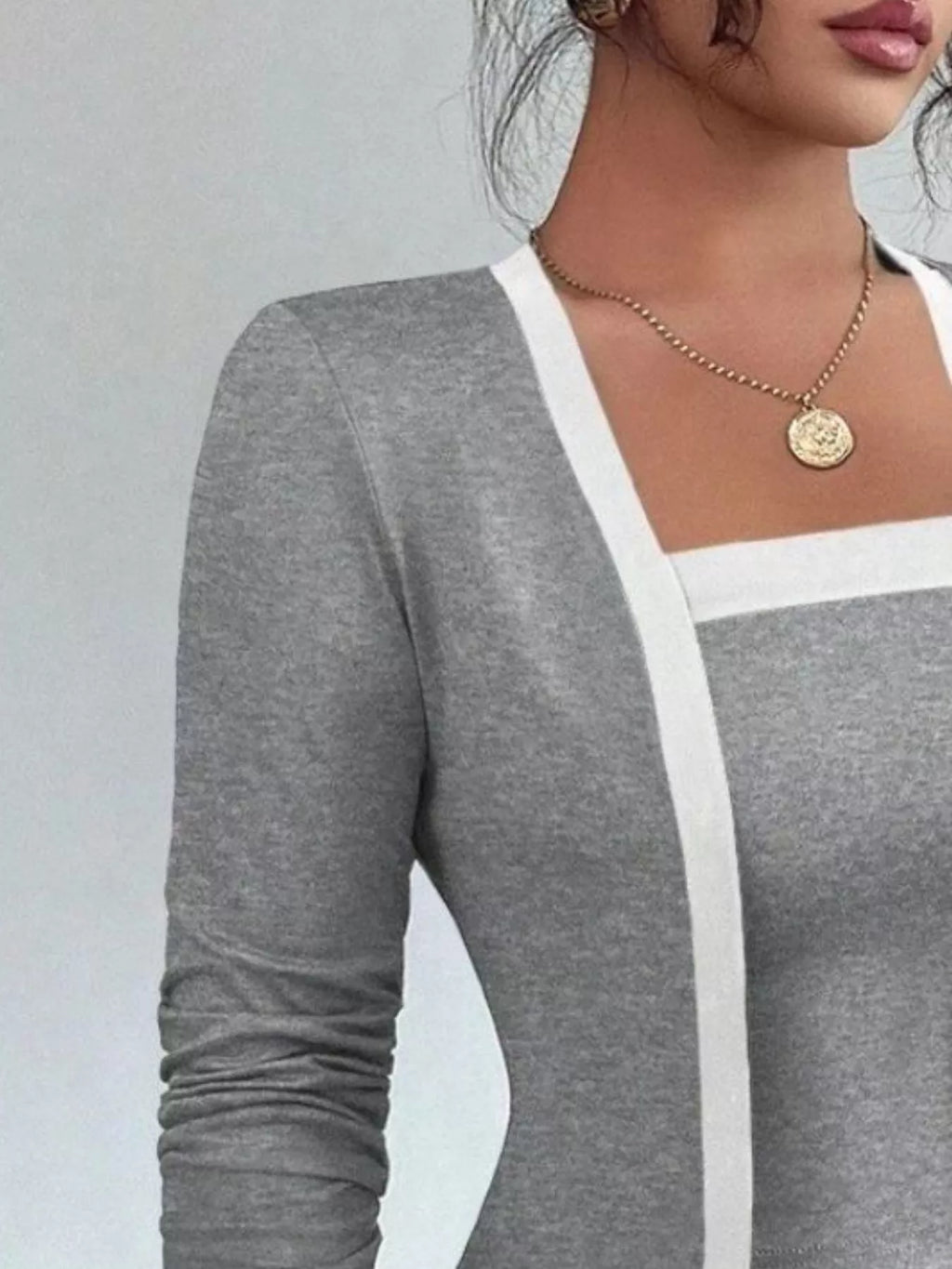 Contrast Trim Cardigan & Tank Top Set