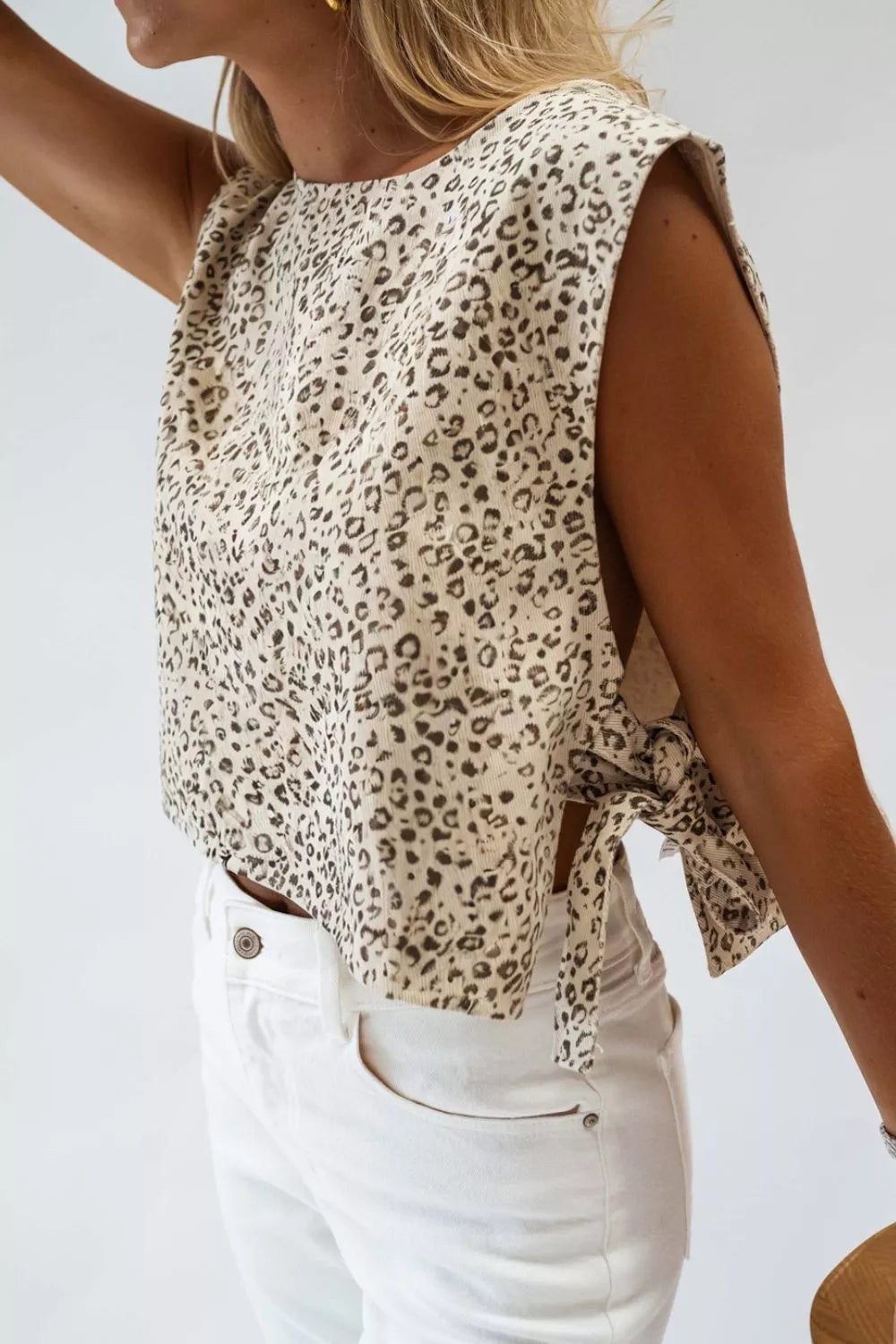 Knot Side Leopard Print Vest