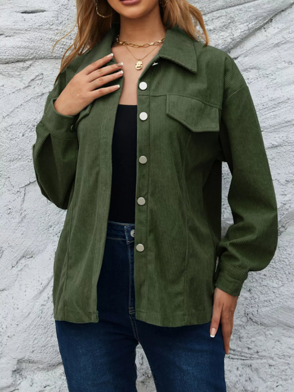 Corduroy Button-Down Shacket