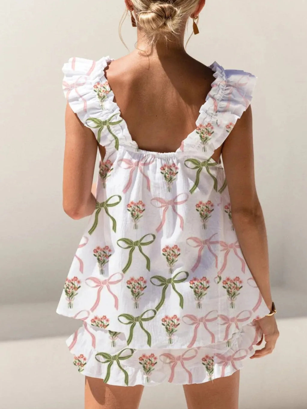 Ruffled Striped Tank and Shorts Set