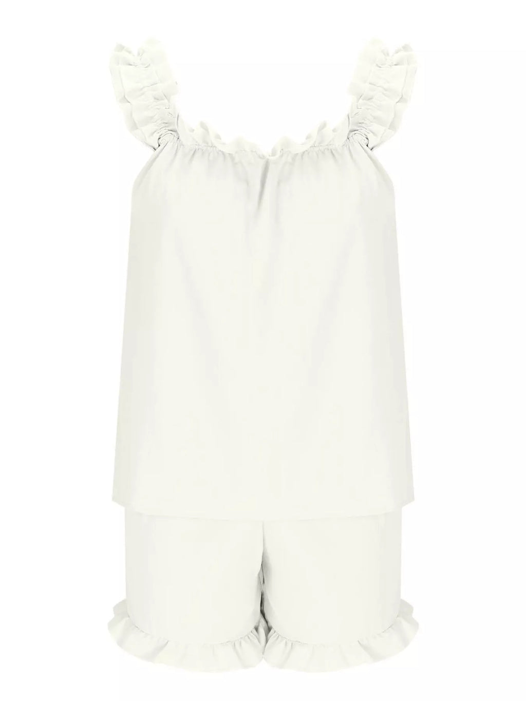 Ruffle Trim Sleeveless Top and Shorts Set