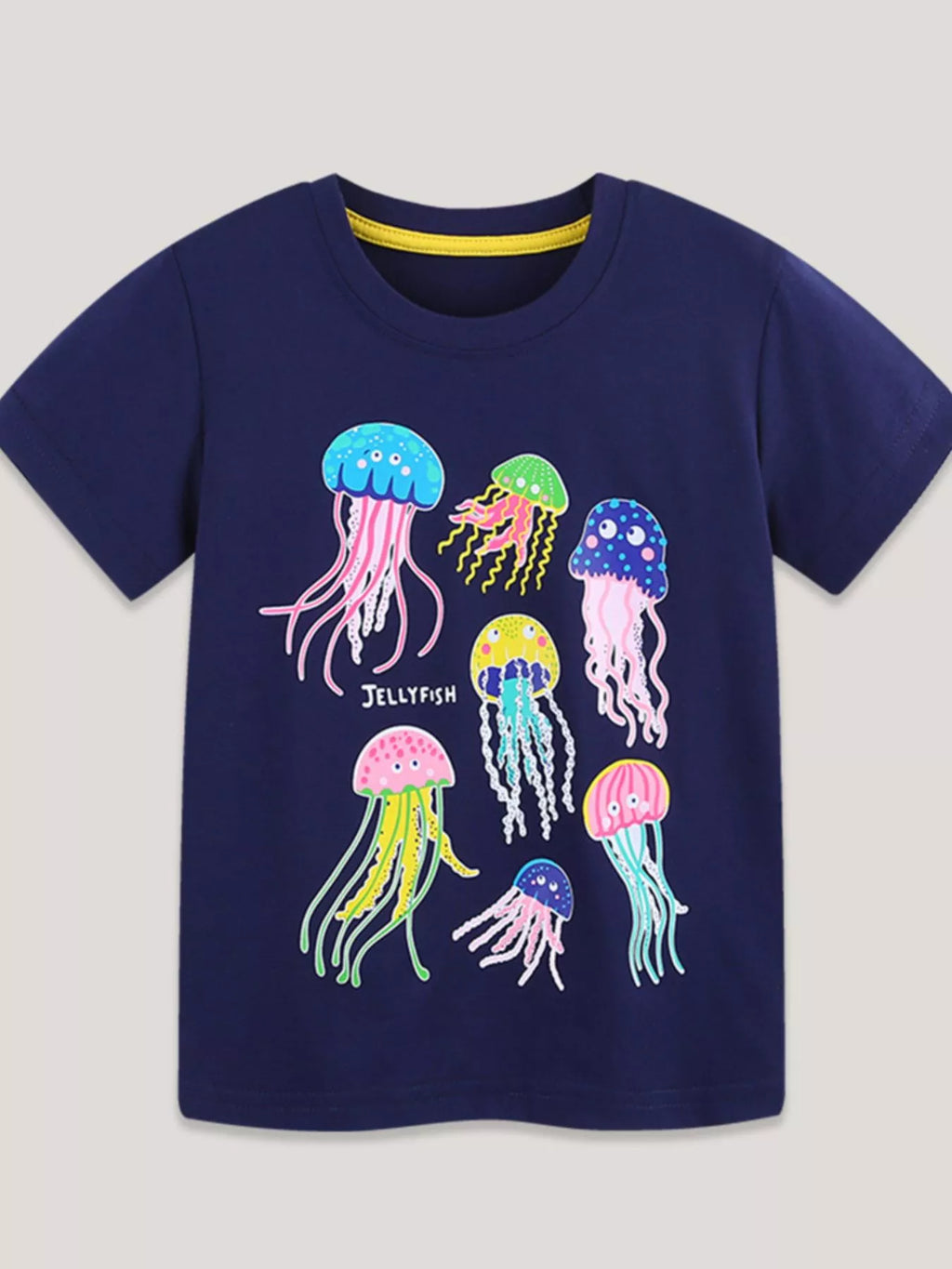 Children's Colorful Jellyfish Graphic Short Sleeve T-Shirt