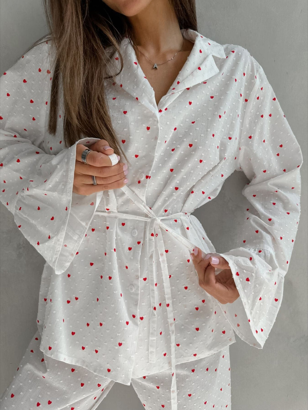 Heart Print Long Sleeve and Pants Lounge Set