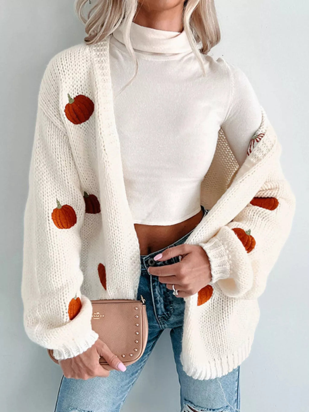 Embroidered Button Up Cardigan