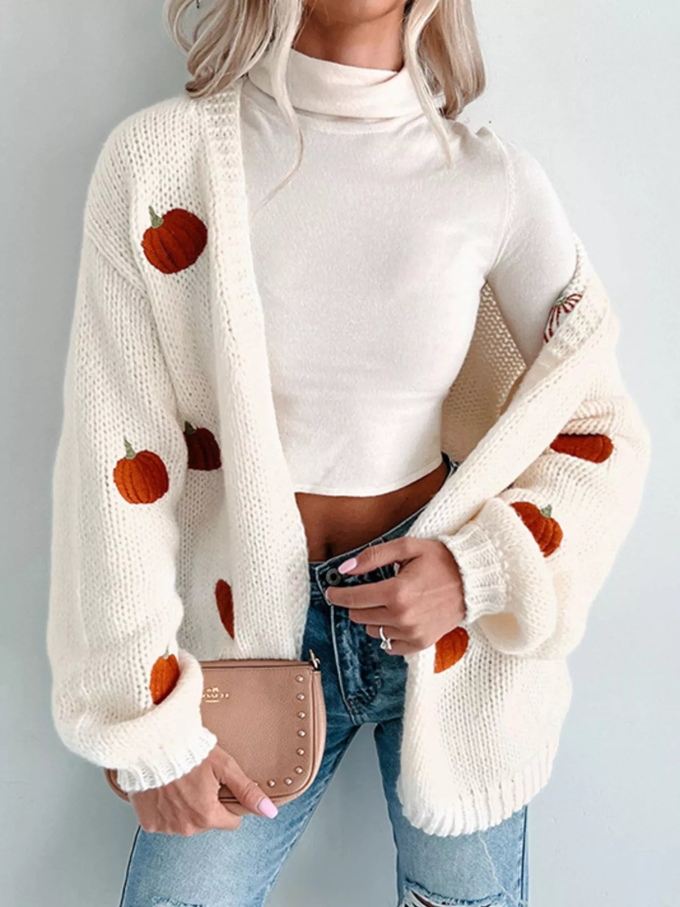 Embroidered Button Up Cardigan