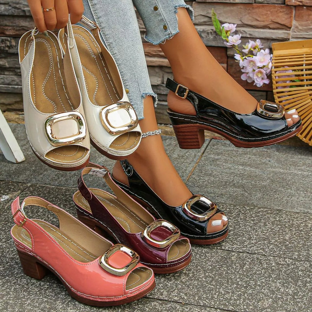Peep Toe Block Heels Sandals