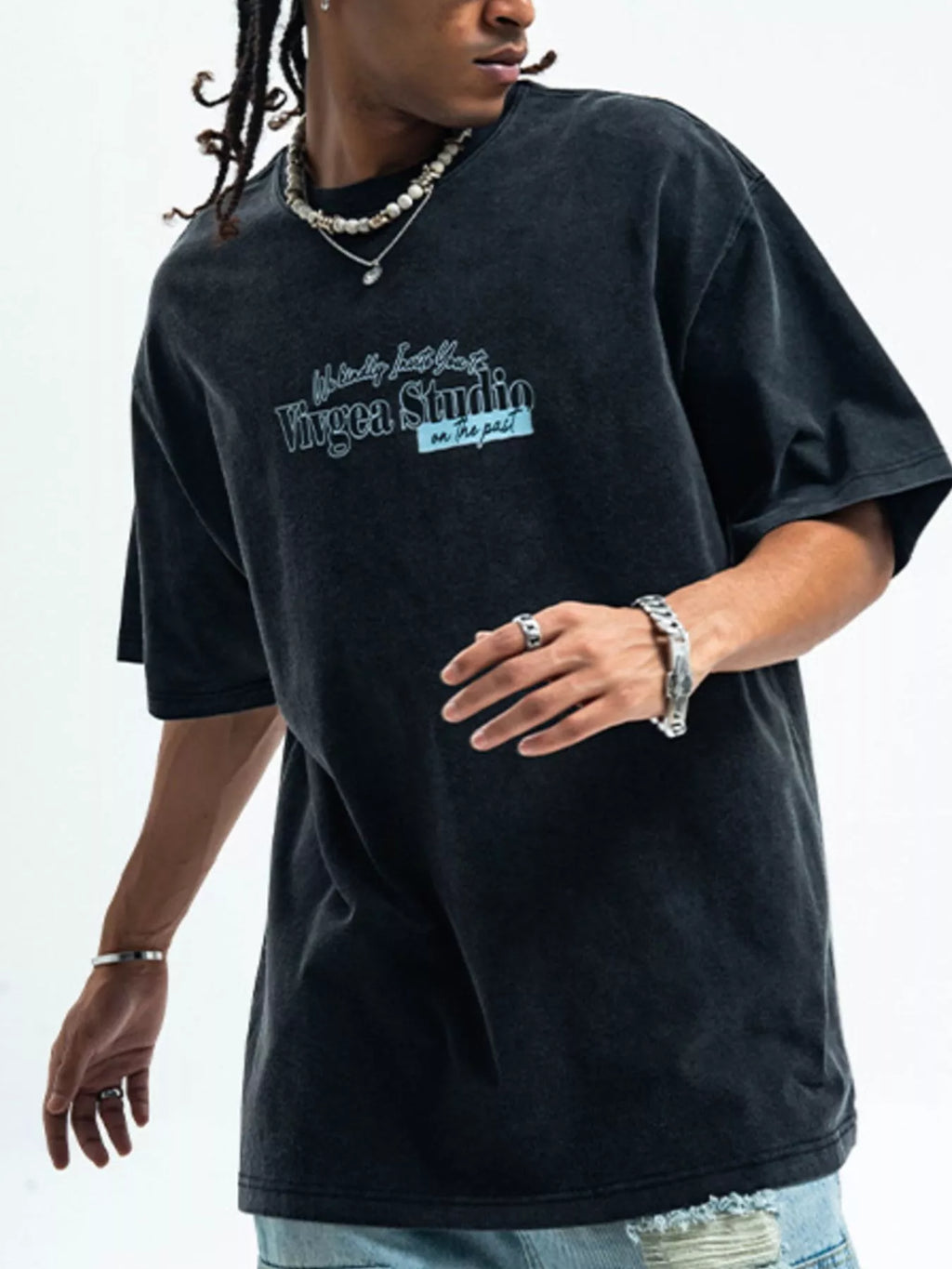 Men's Letter Round Neck Short Sleeve T-Shirt