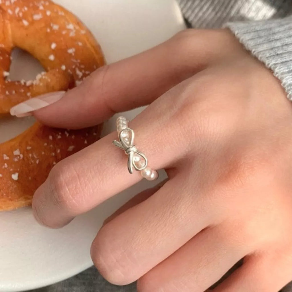 Bow Pearl Beaded Ring