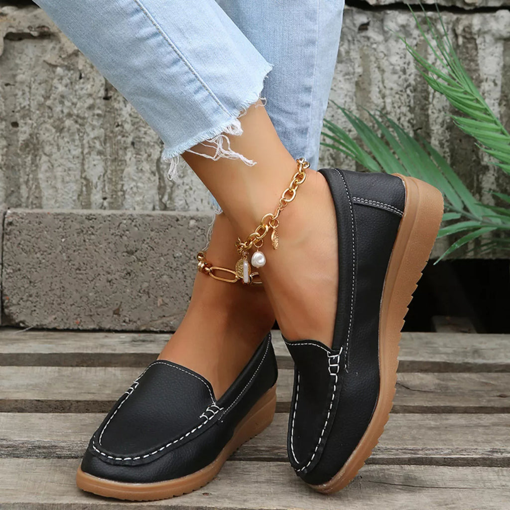 Round Toe Wedge Slip-Ons