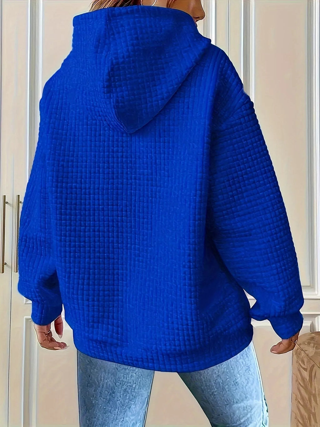 Textured Knit Drawstring Hoodie