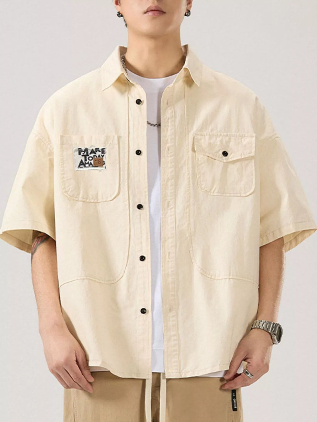 Men's Full Size Button Up Short Sleeve Shirt Plus Size