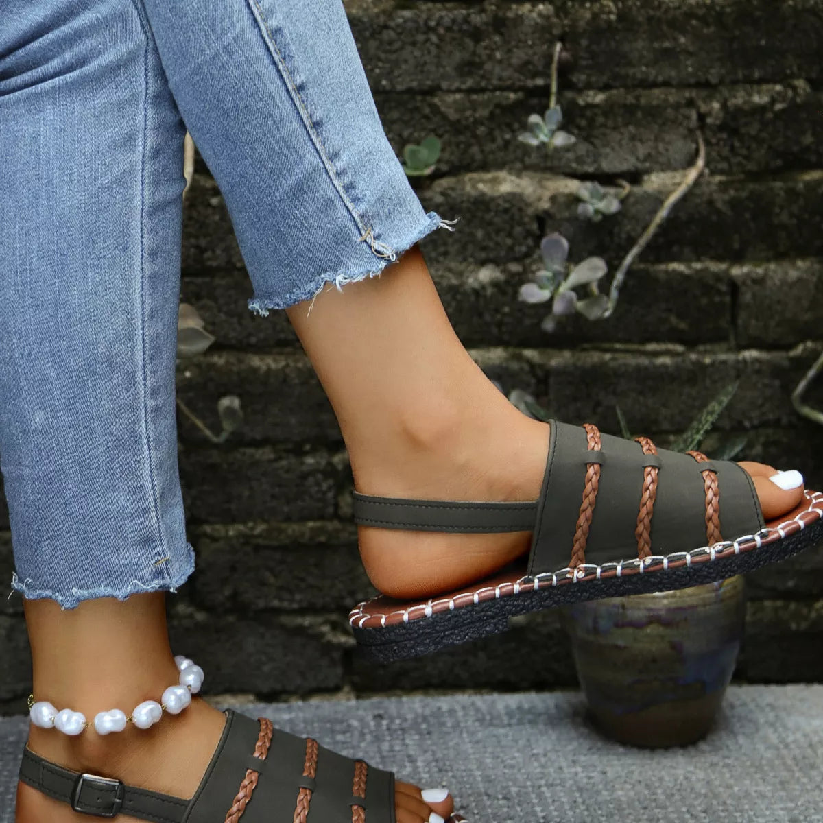 Open Toe Buckle Sandals