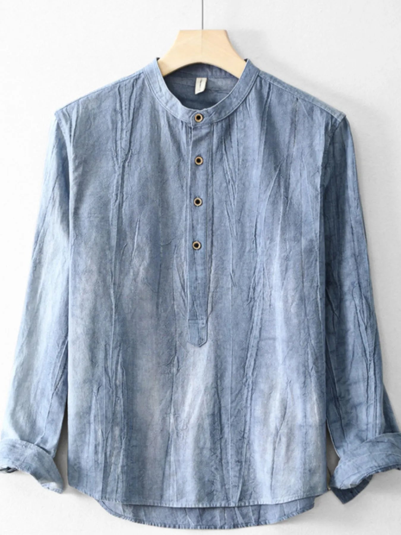 Men's Plus Size Button Front Long Sleeve Blouse