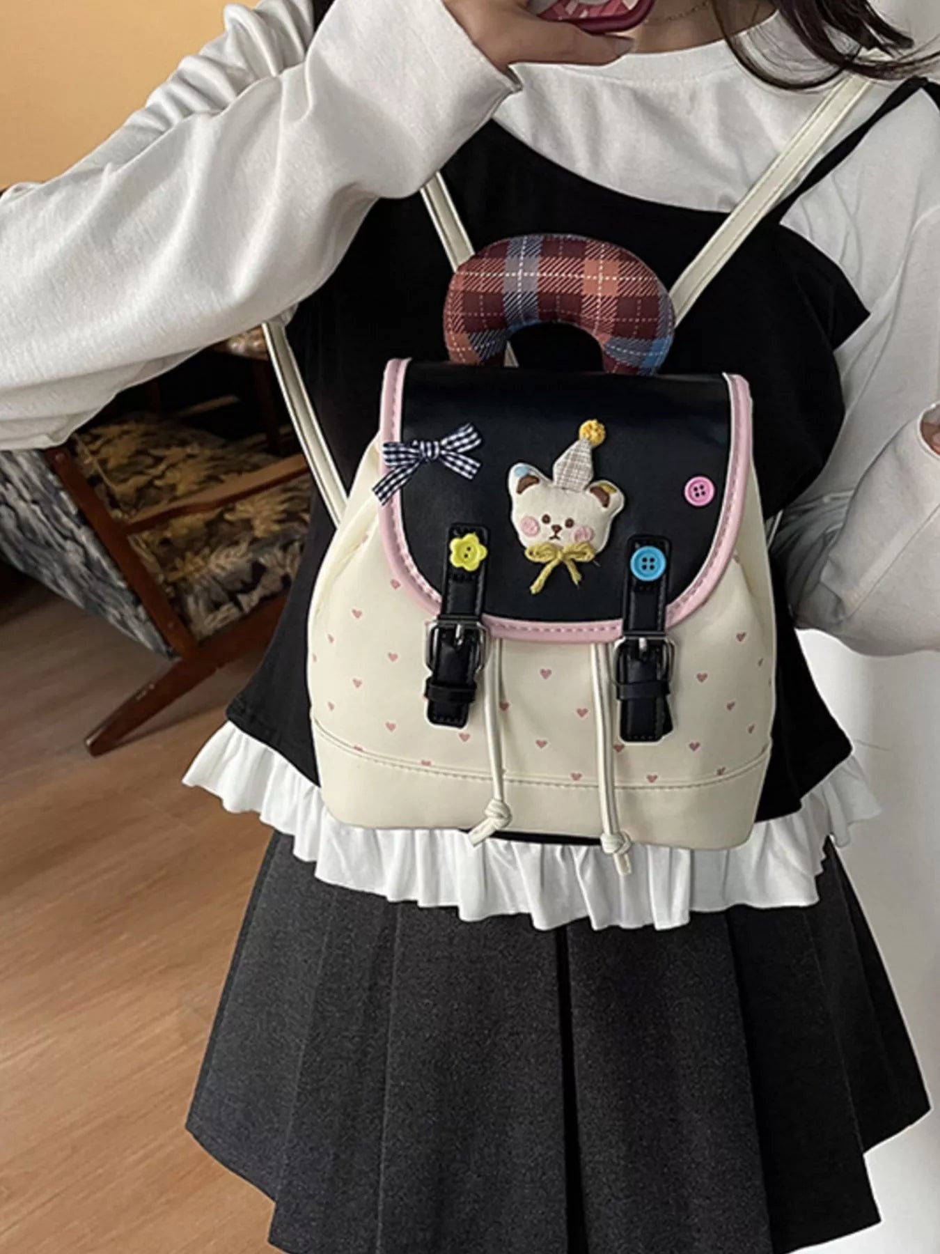 Cartoon Bear Decorated Backpack Bag