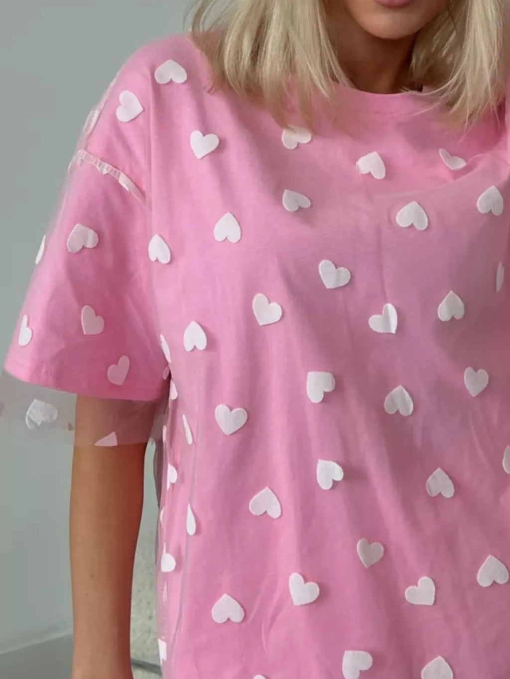 Heart Print Oversized T-Shirt