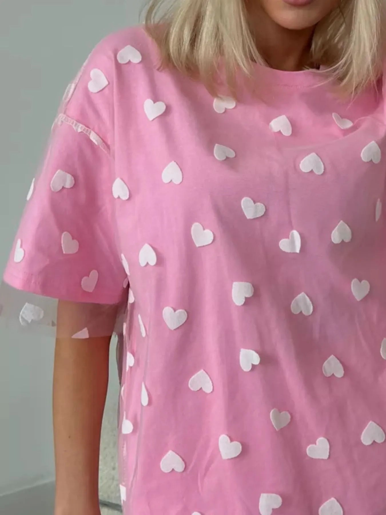 Heart Print Oversized T-Shirt