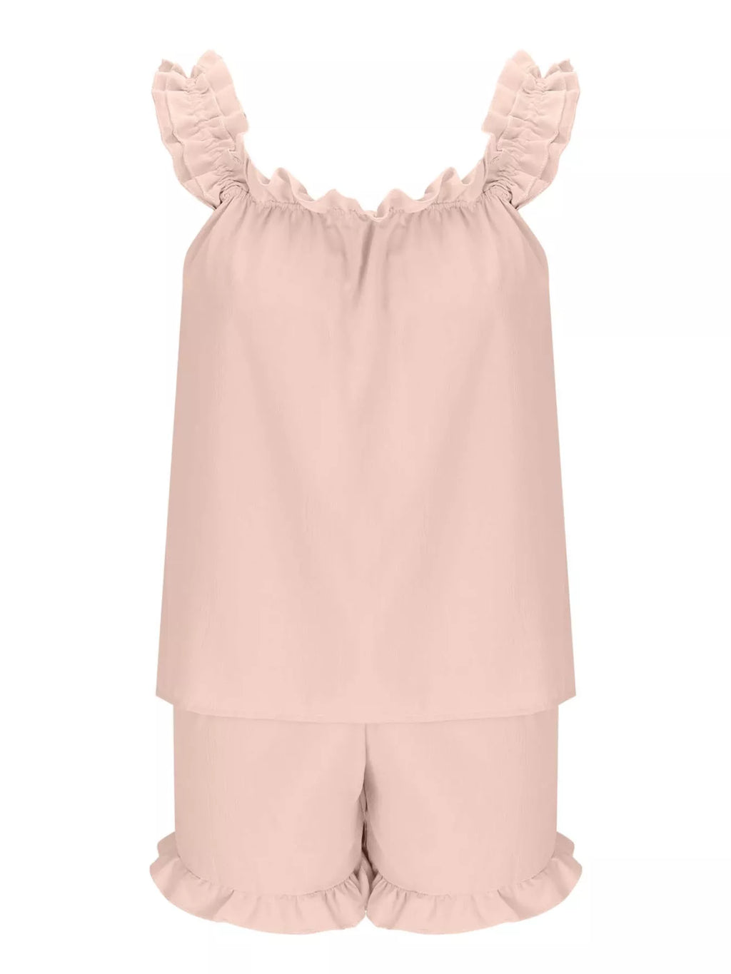 Ruffle Trim Sleeveless Top and Shorts Set