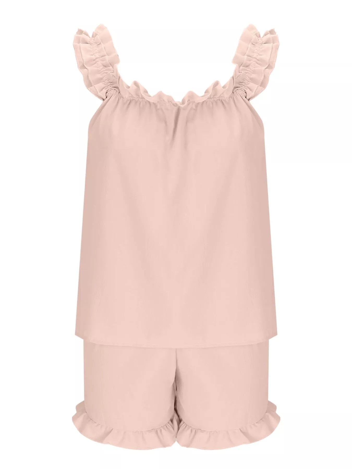 Ruffle Trim Sleeveless Top and Shorts Set