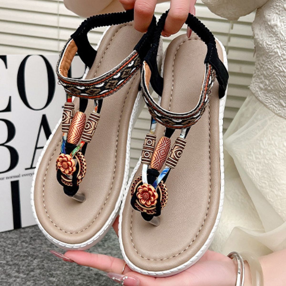 Toe Post Wedge Sandals