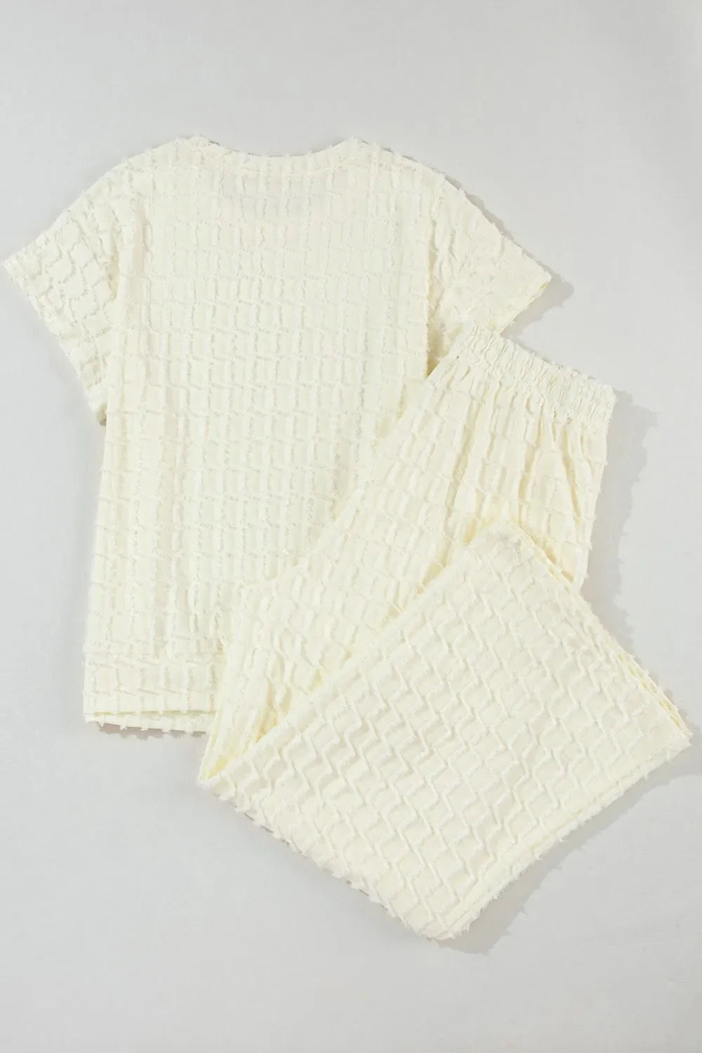Textured Round Neck Top and Pants Set