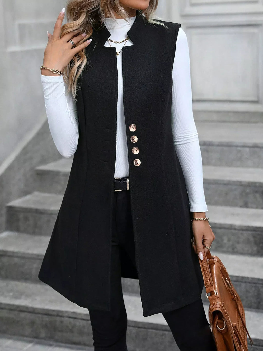 Button-Down Longline Vest Coat