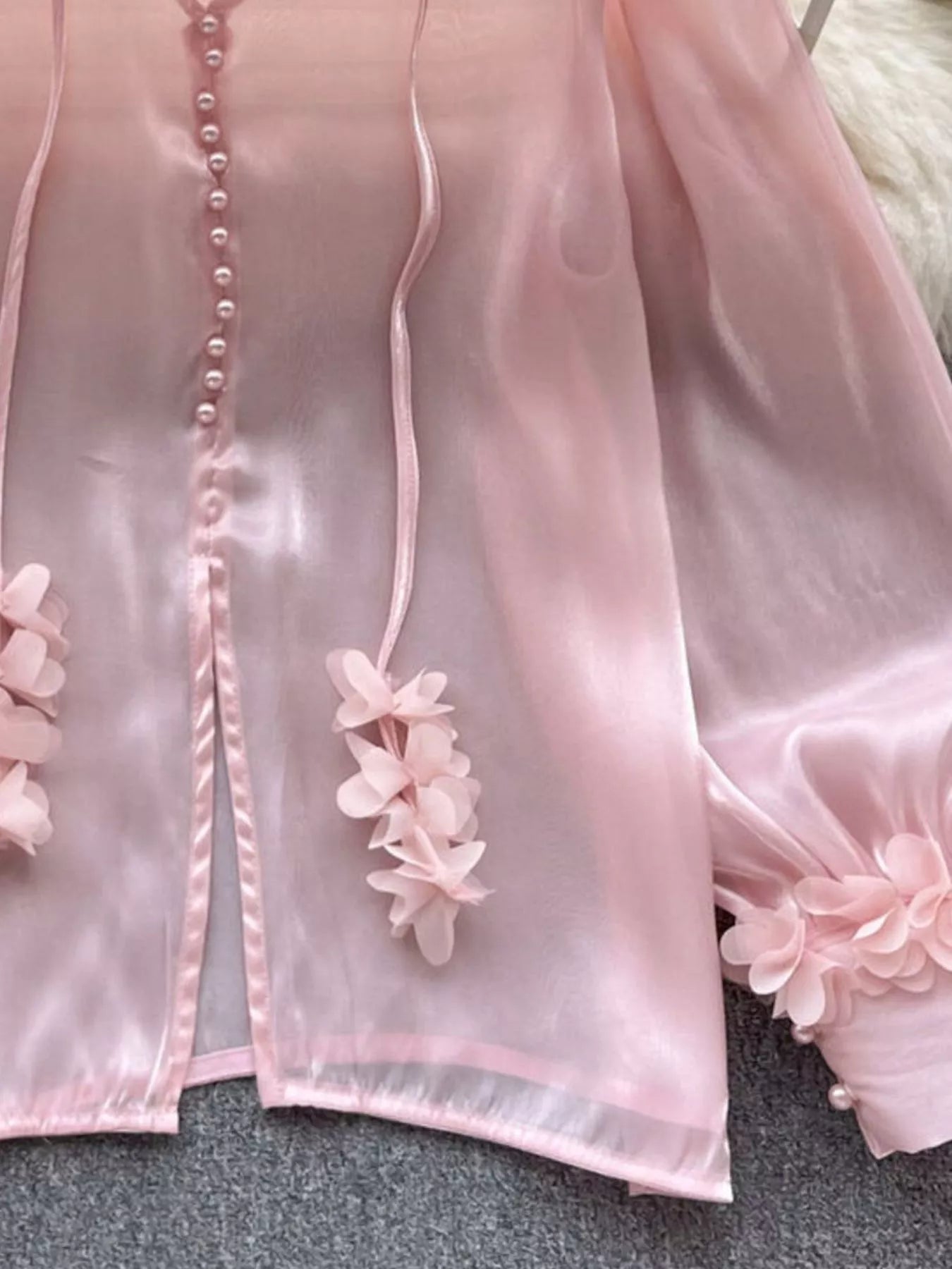 Sheer Floral Embellished Shirt