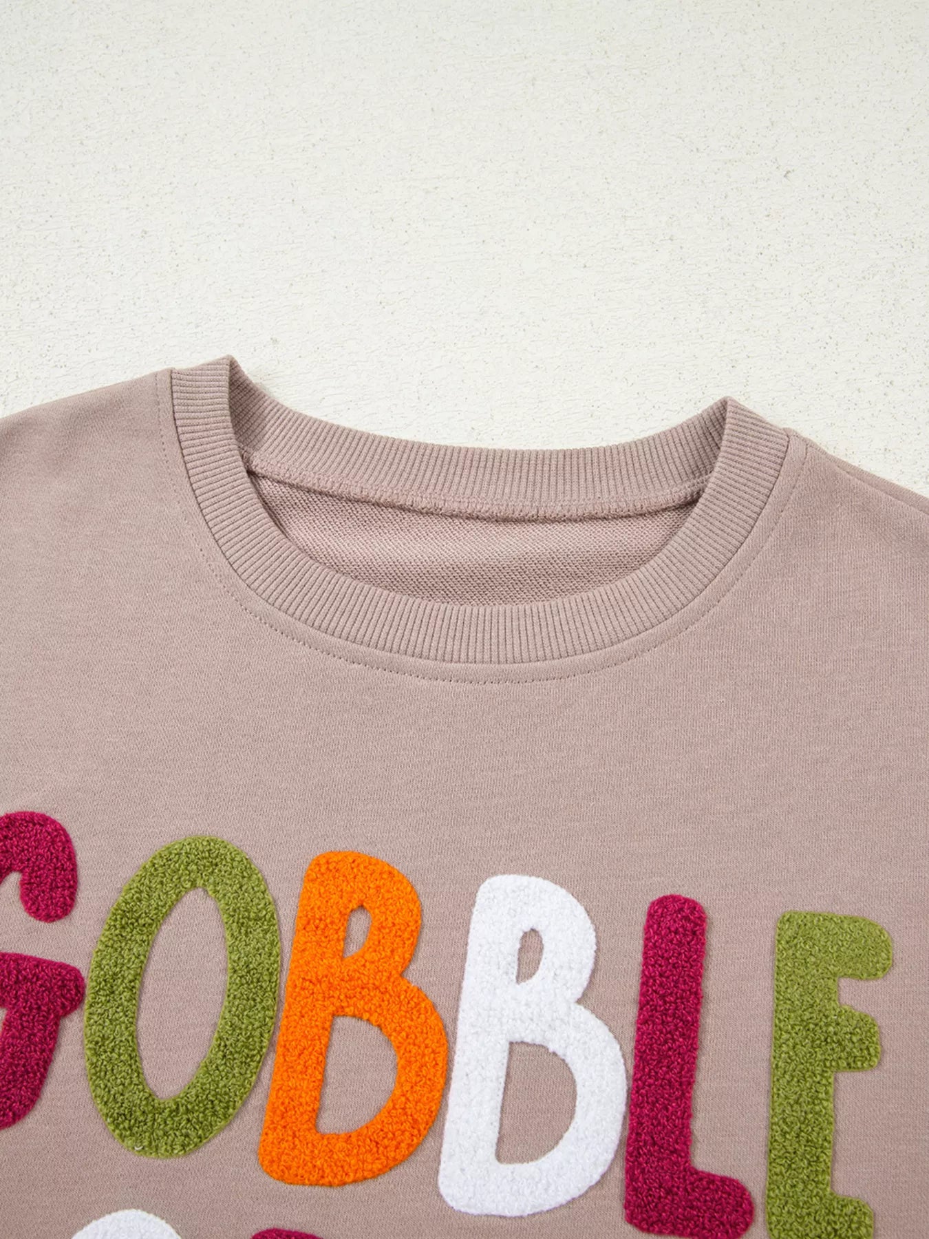 GOBBLE Letter Graphic Thanksgiving Shift Sweatshirt