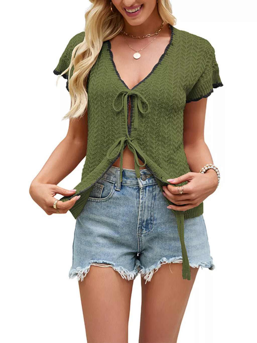 Tie-Front Knit Cardigan