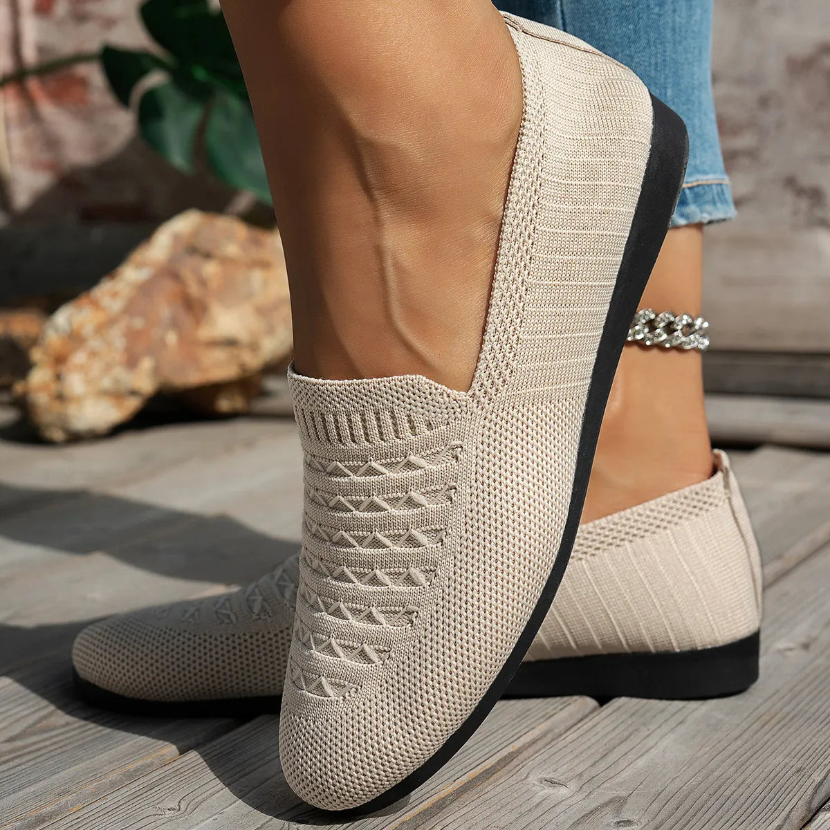 Breathable Knit Slip-On Loafers