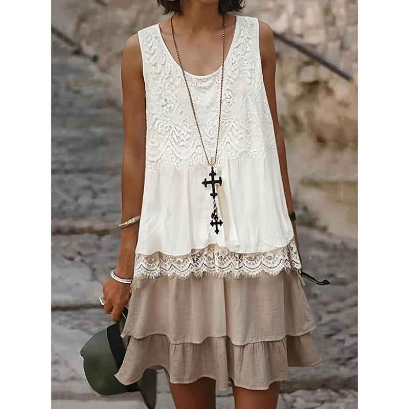 Sleeveless Lace Patchwork Sundress Clothes Casual Dresses
