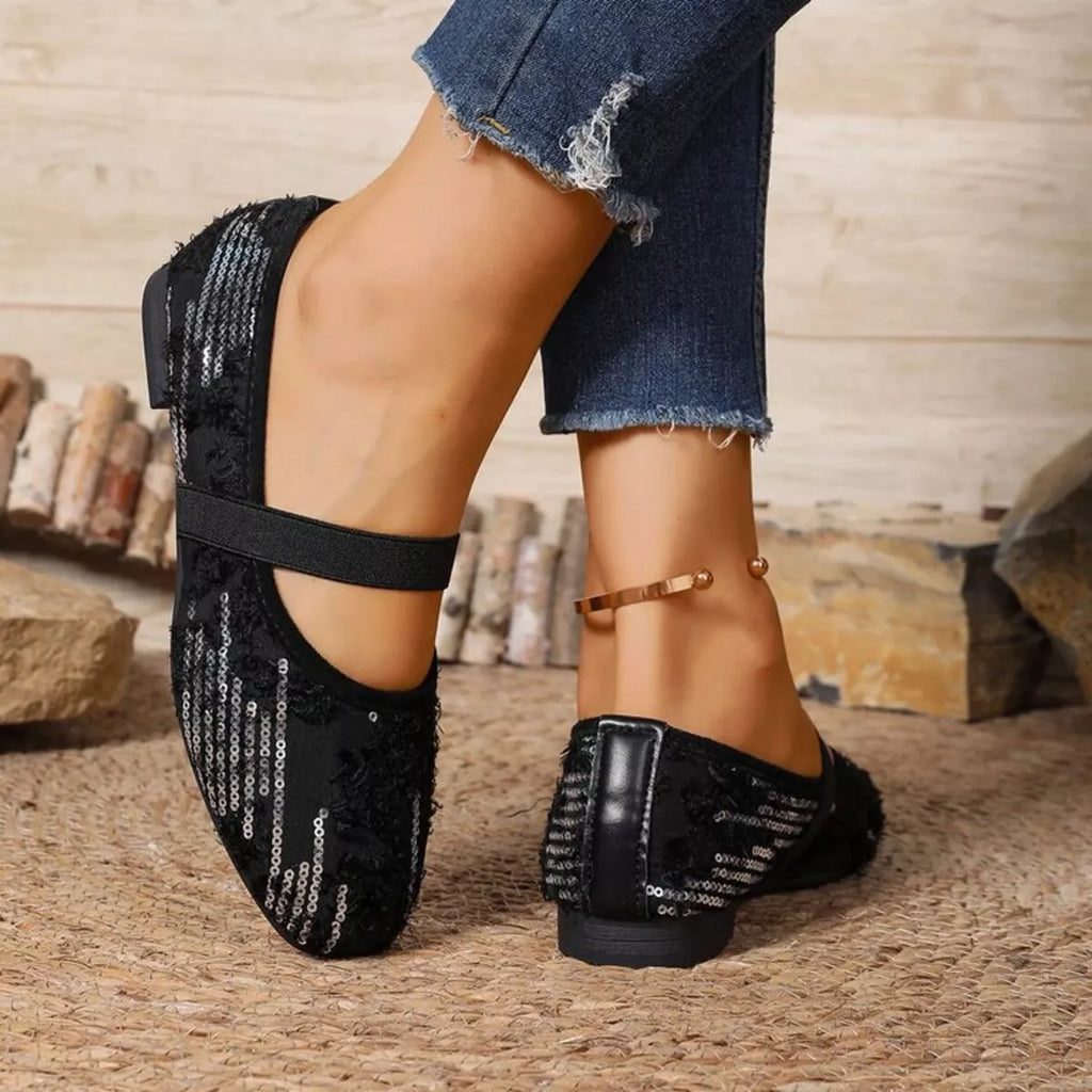 Sequin Round Toe Slip-Ons