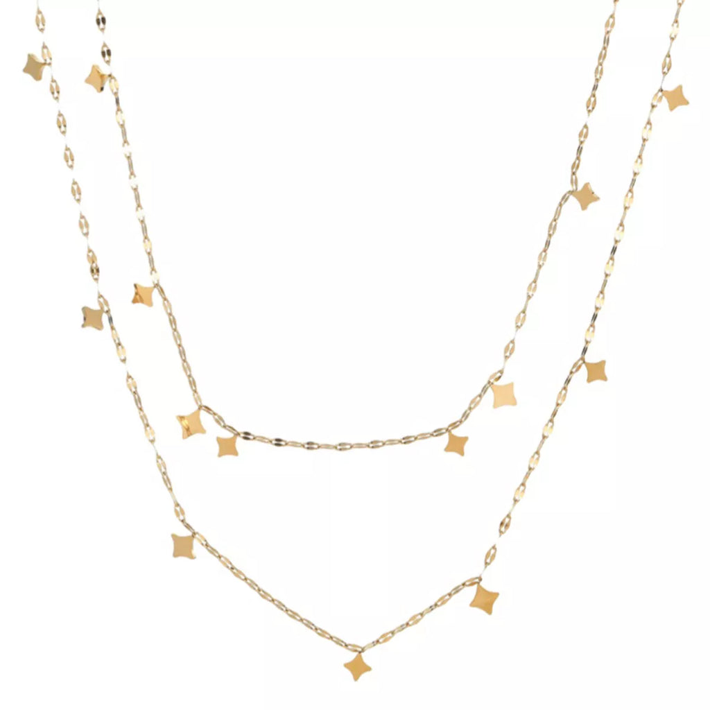 18K Gold-Plated Layered Star Charm Necklace