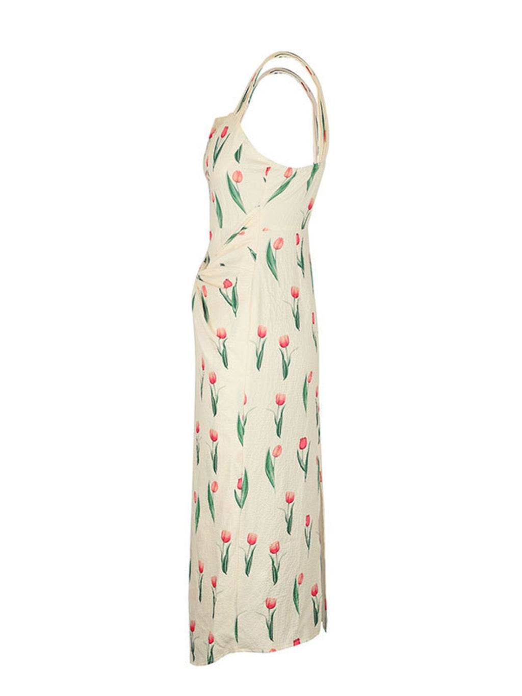 Tulip Print Twist Front Slit Cami Dress