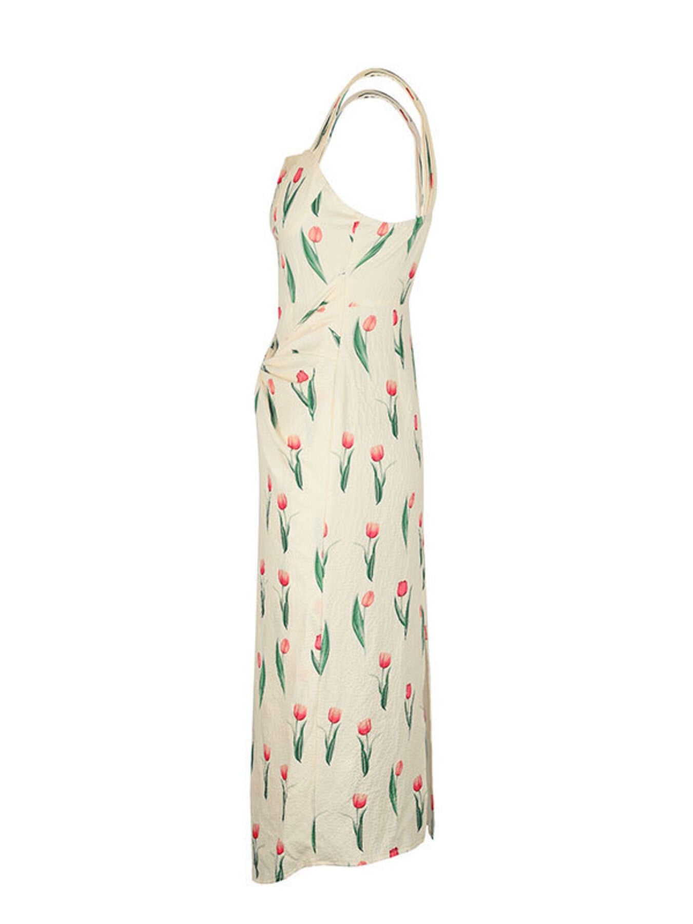 Tulip Print Twist Front Slit Cami Dress