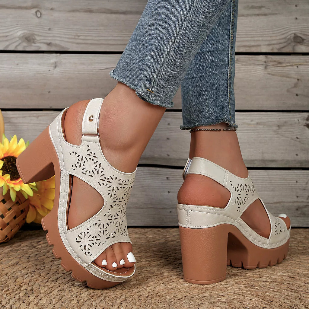 Open Toe Block Heels Sandals