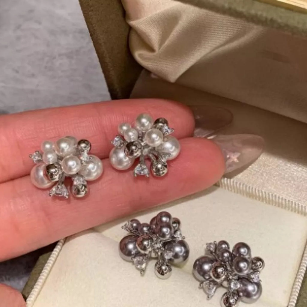 Pearl Cluster Stud Earrings