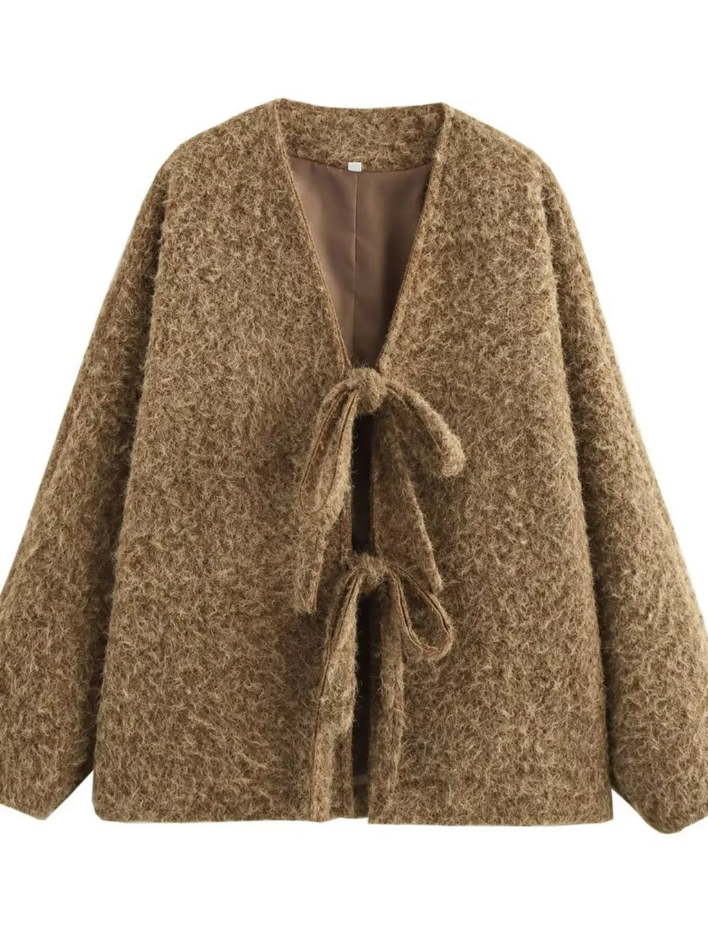 Textured Knit Tie-Front Outerwear