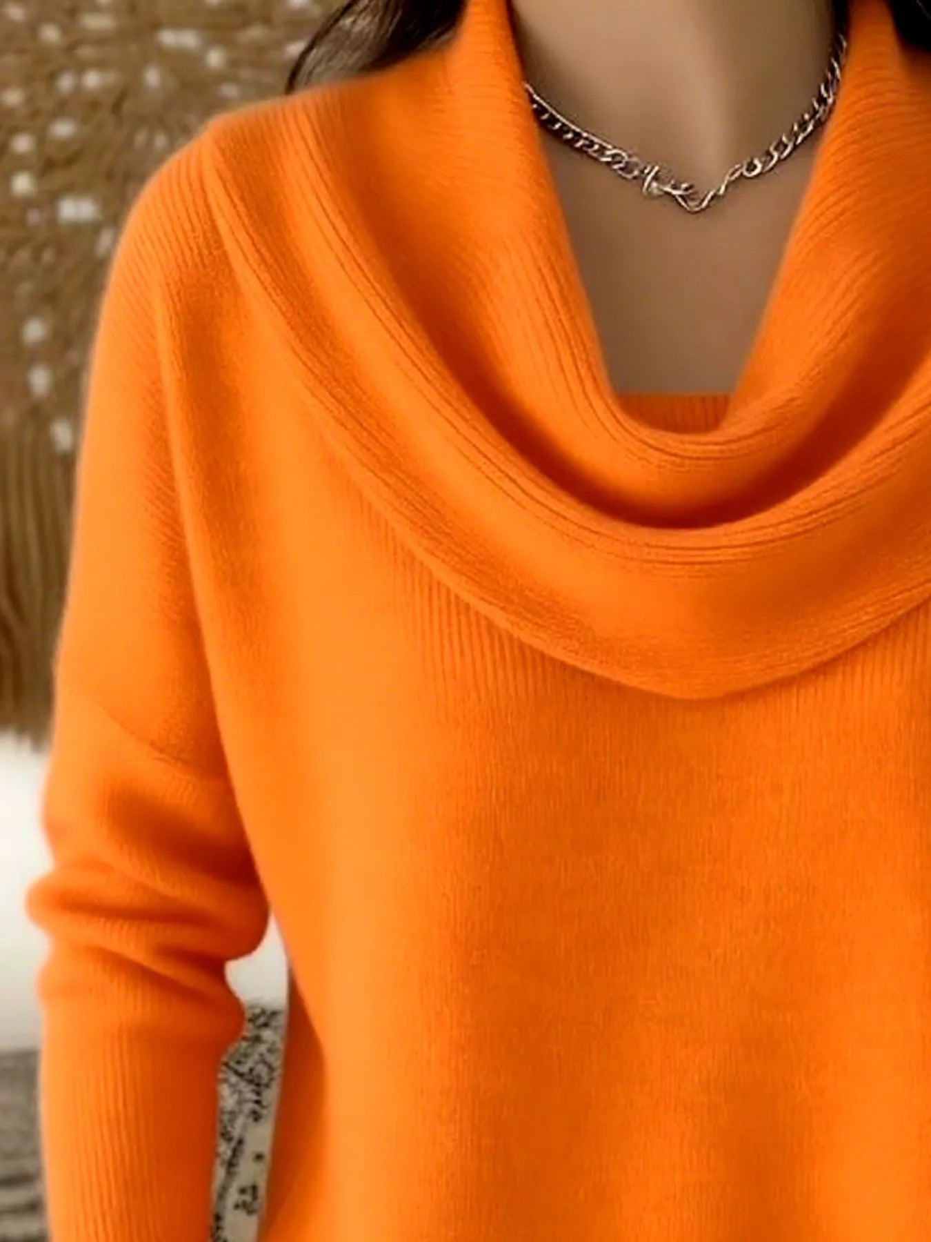Drape Neck Long Sleeve Knit Top