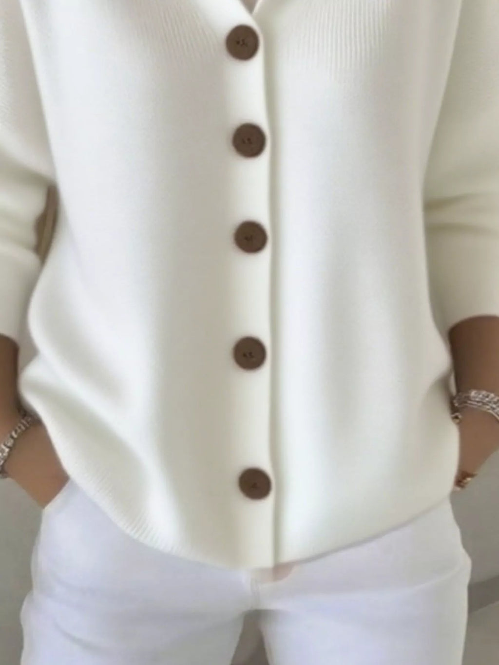 Full Size Button Up Long Sleeve Cardigan Plus Size