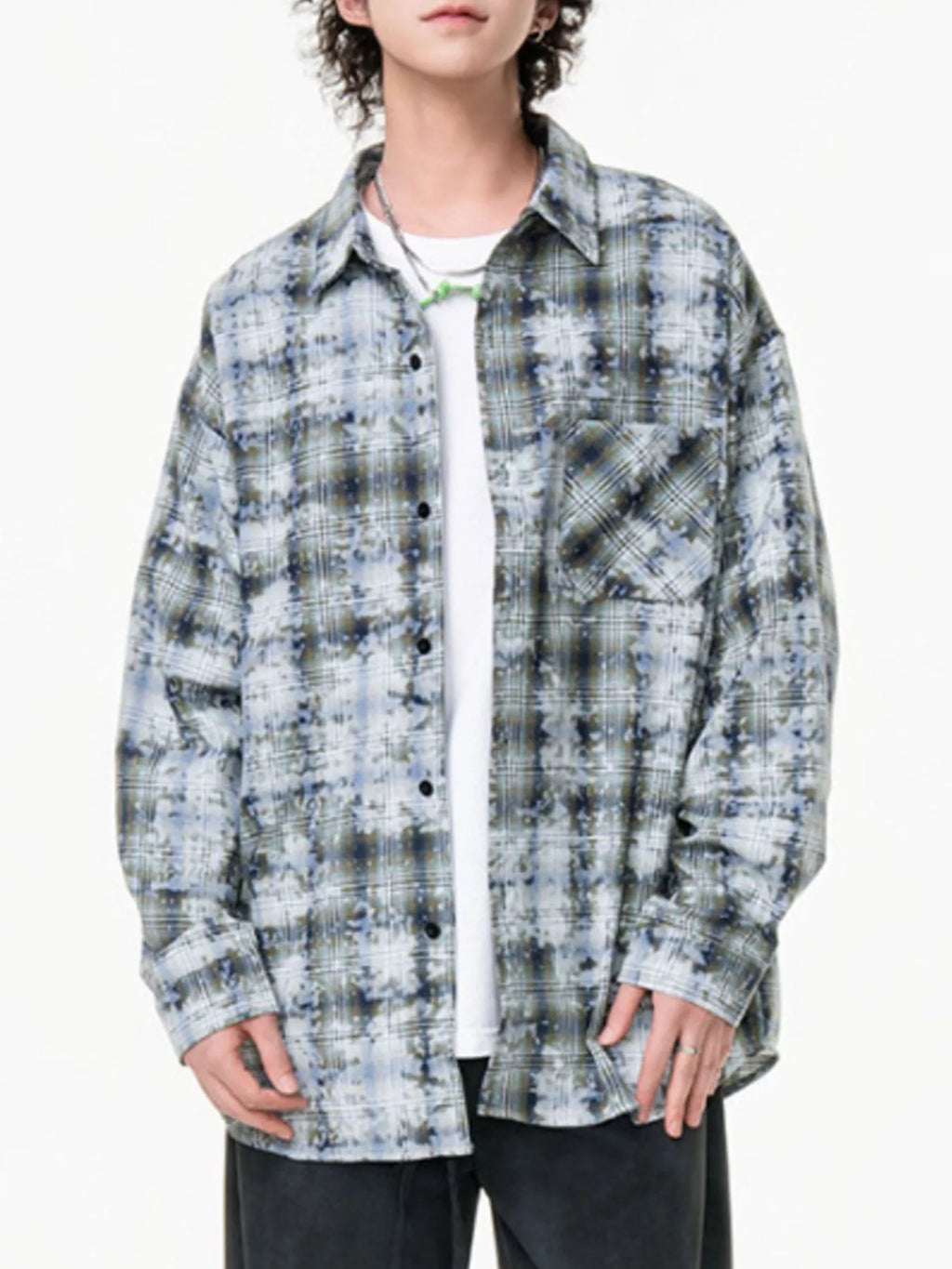 Men's Plus Size Plaid Button Up Long Sleeve Shirt