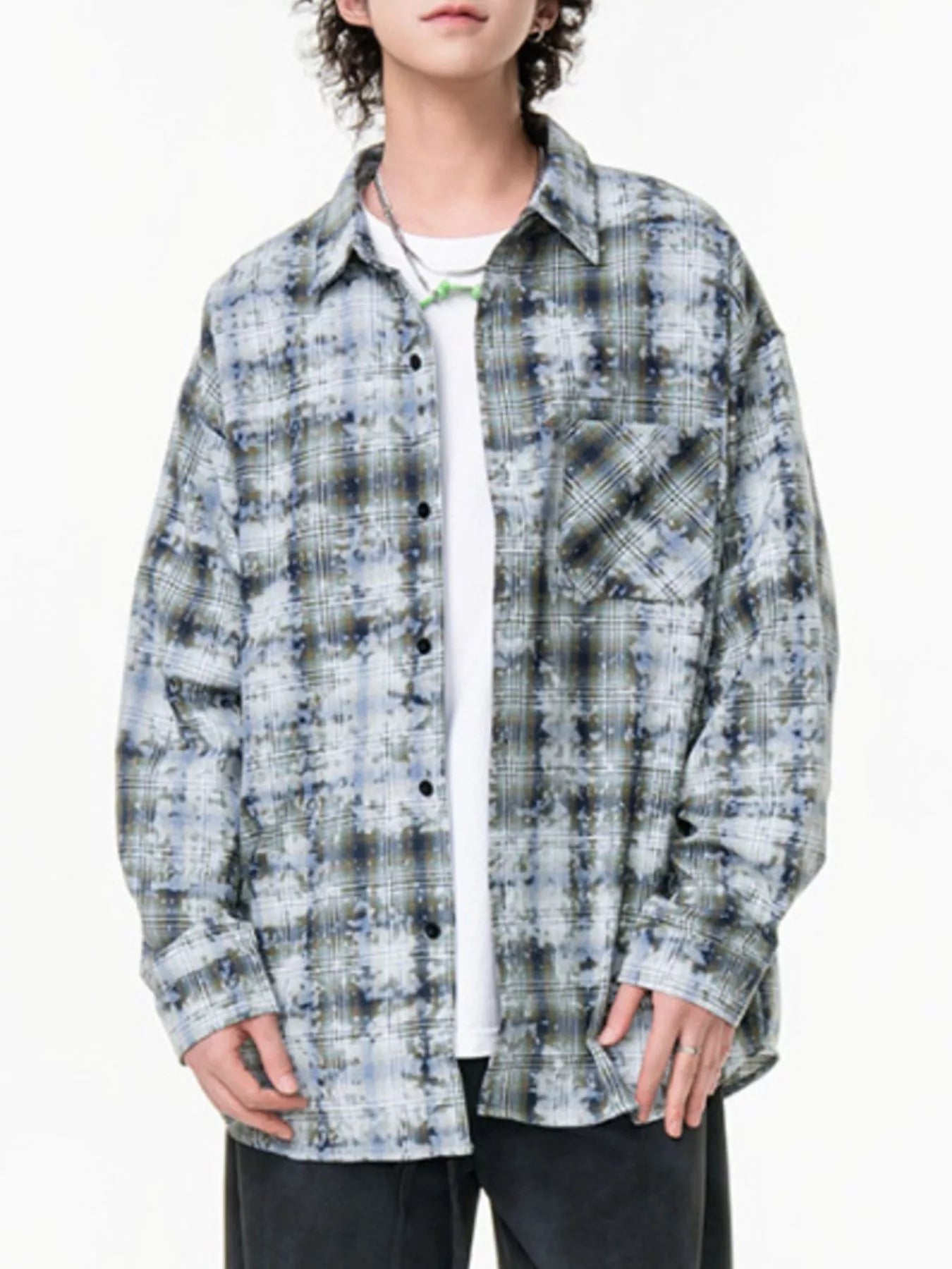 Men's Plus Size Plaid Button Up Long Sleeve Shirt