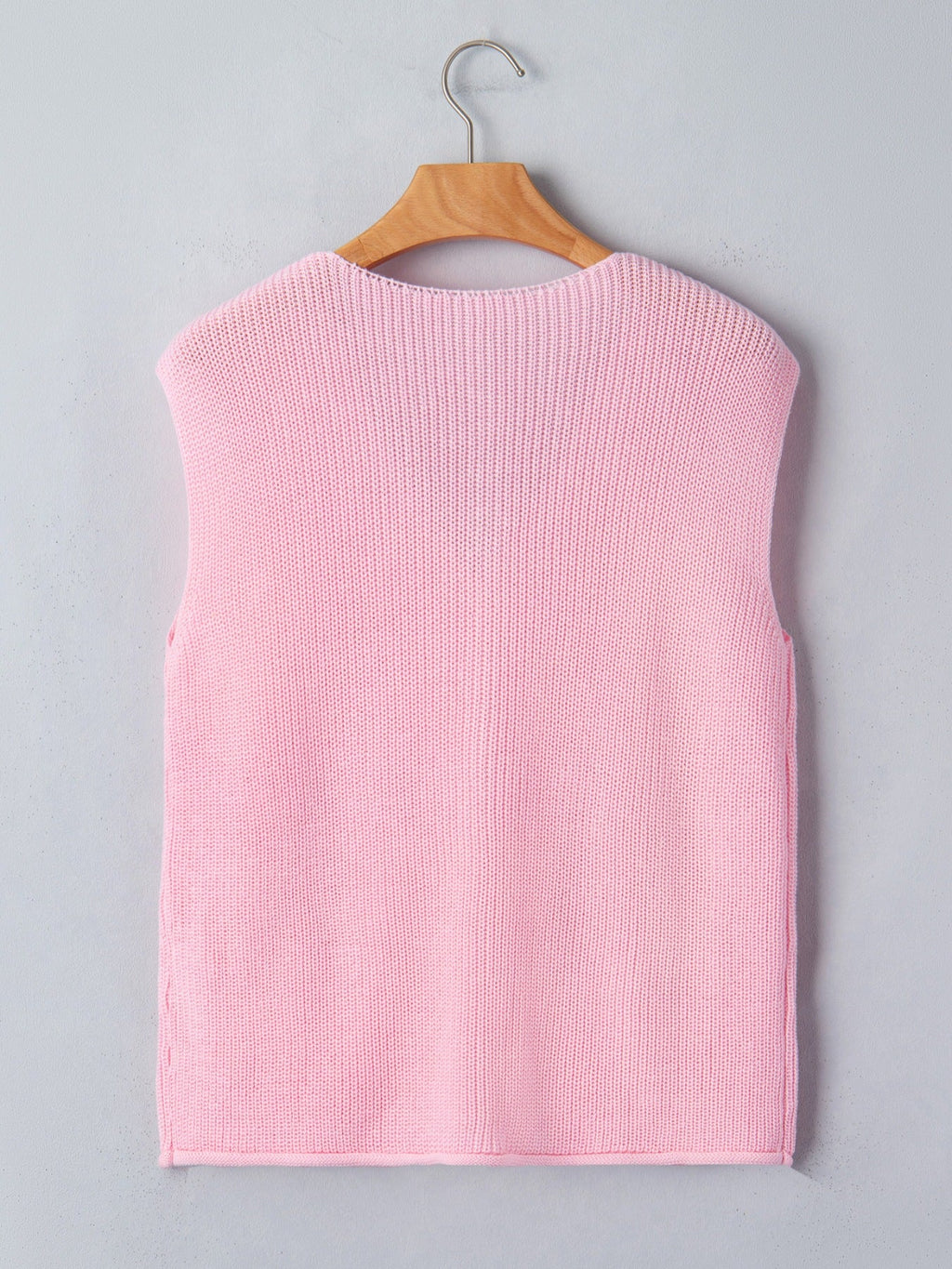 Solid Color Knit V Neck Button Front Sweater Vest