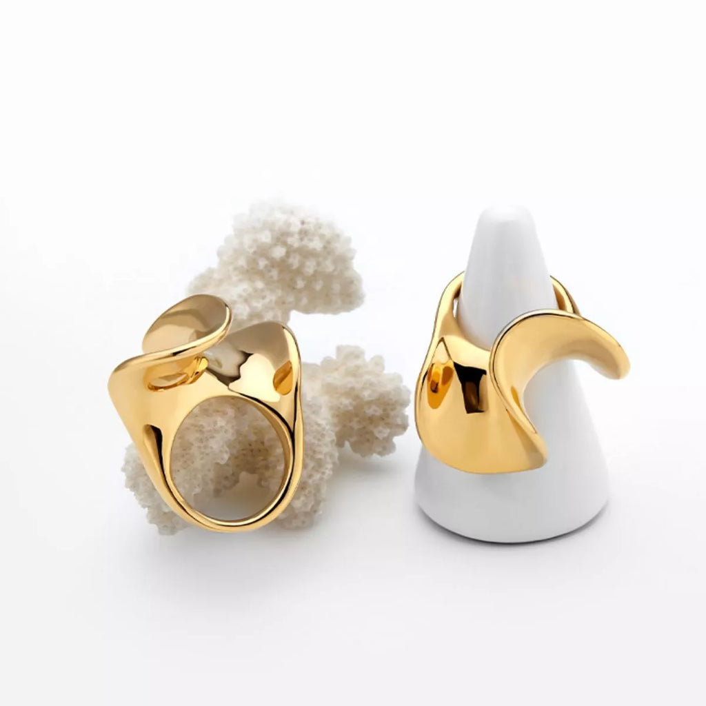 18K Gold-Plated Copper Geometric Sculptural Ring