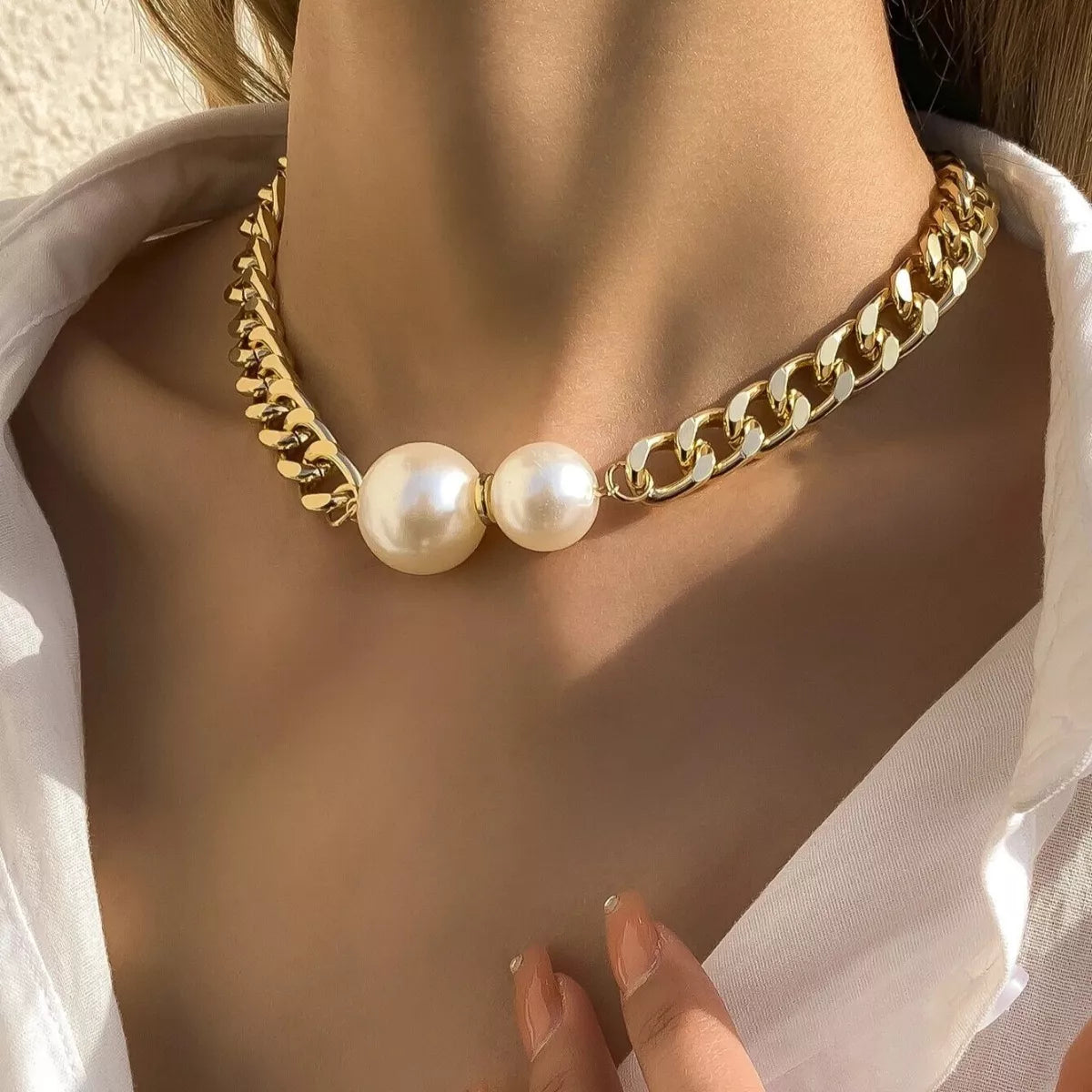 18K Gold-Plated Pearl Necklace