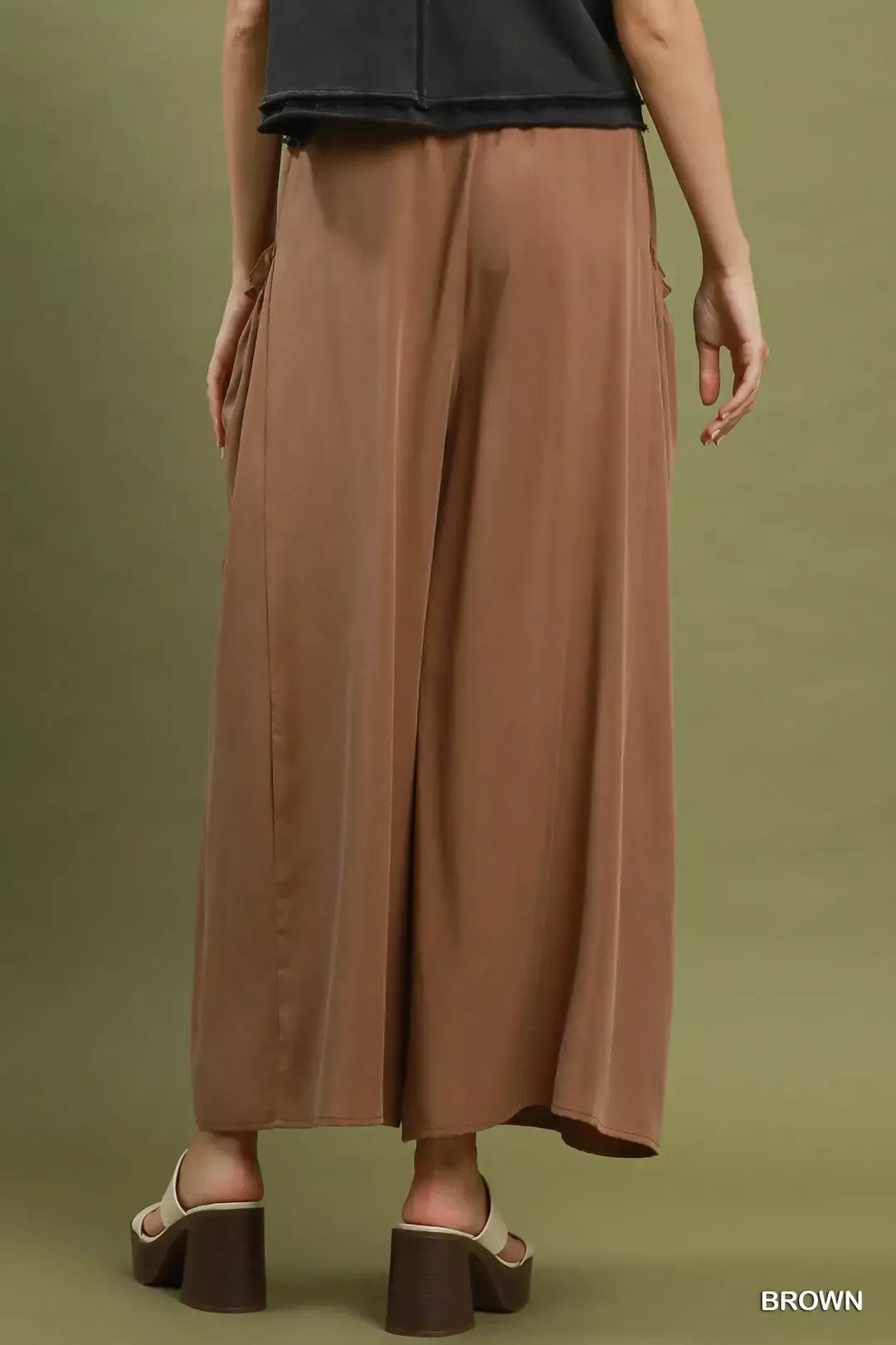 Umgee Flowy Wide Leg Pocket Pants