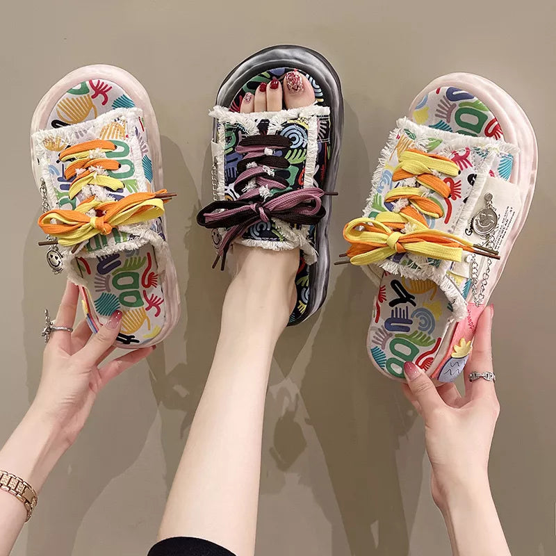 Open Toe Lace Up Sandals