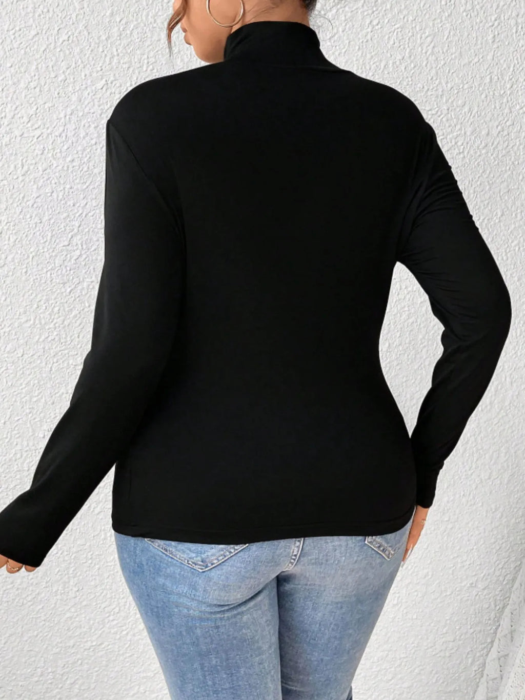 Plus Size Long Sleeve Fitted Turtleneck T-Shirt