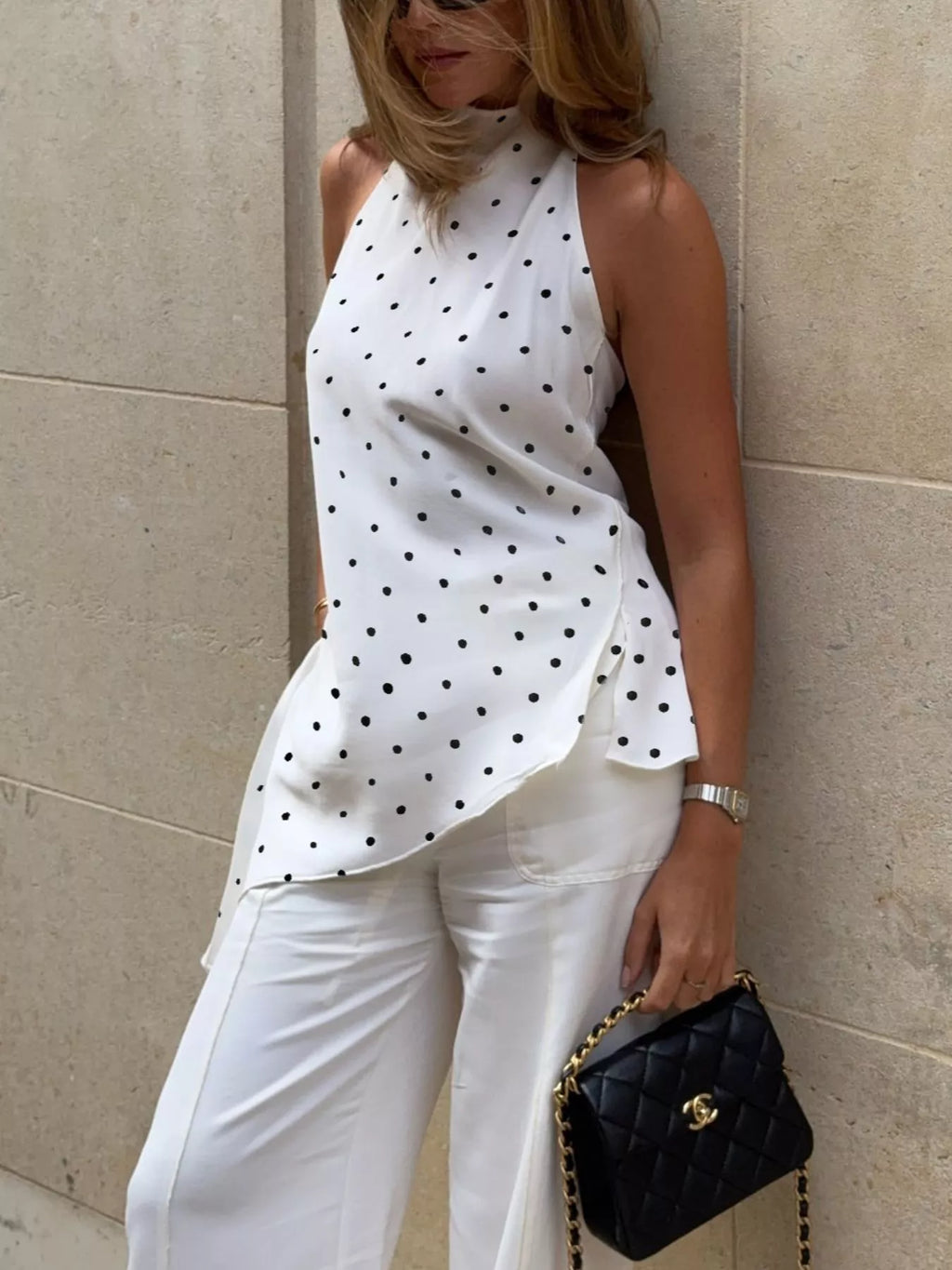 Polka Dot Halter Neck Top