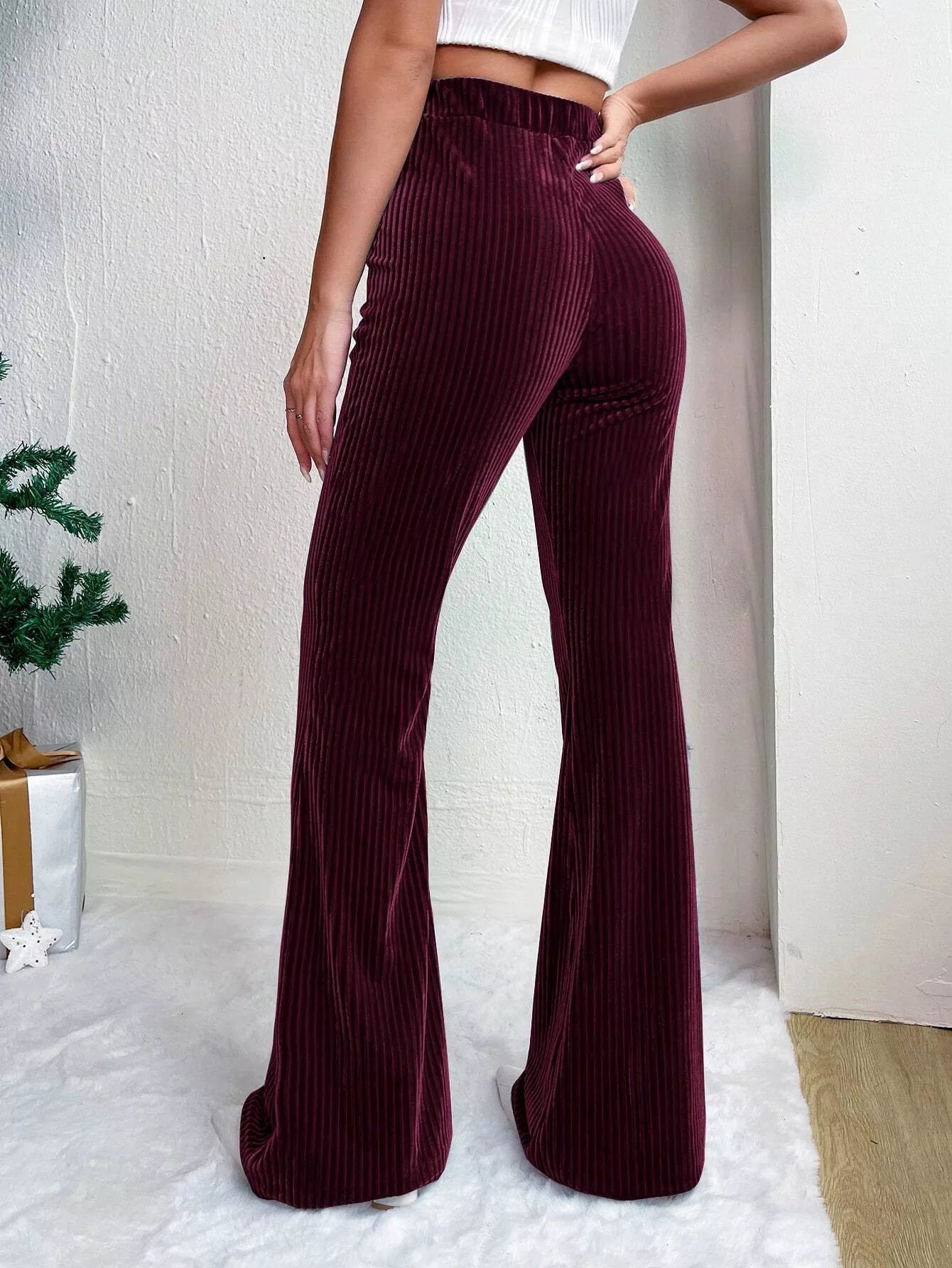 Corduroy High Waist Flare Pants