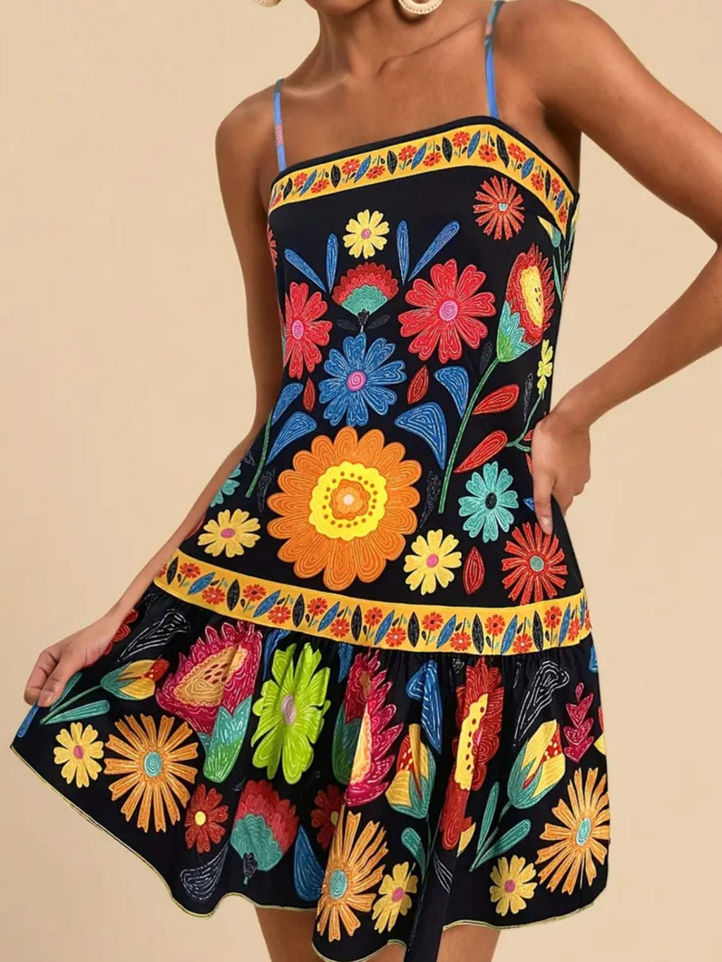 Floral Print Sleeveless Mini Dress